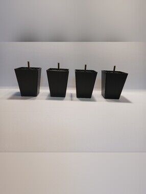 4 Furniture Legs Feet Black Faux Wood Polymer w/Screw Post & Locking Nuts 4.5"